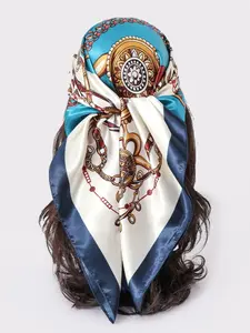 Fashion Paisley Print Scarf Shawl, 90cm Square Silk Feel Wrap, Women's Decorative Headscarf, Elegant Accessory for Daily Wear