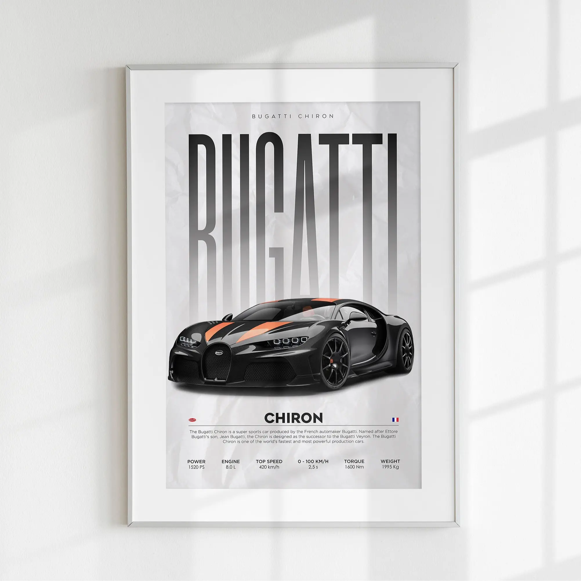 Bugatti Chiron Poster | Hyper Car Poster | Super Car Print | Art Print | Poster | Home Decor | Wall Decor