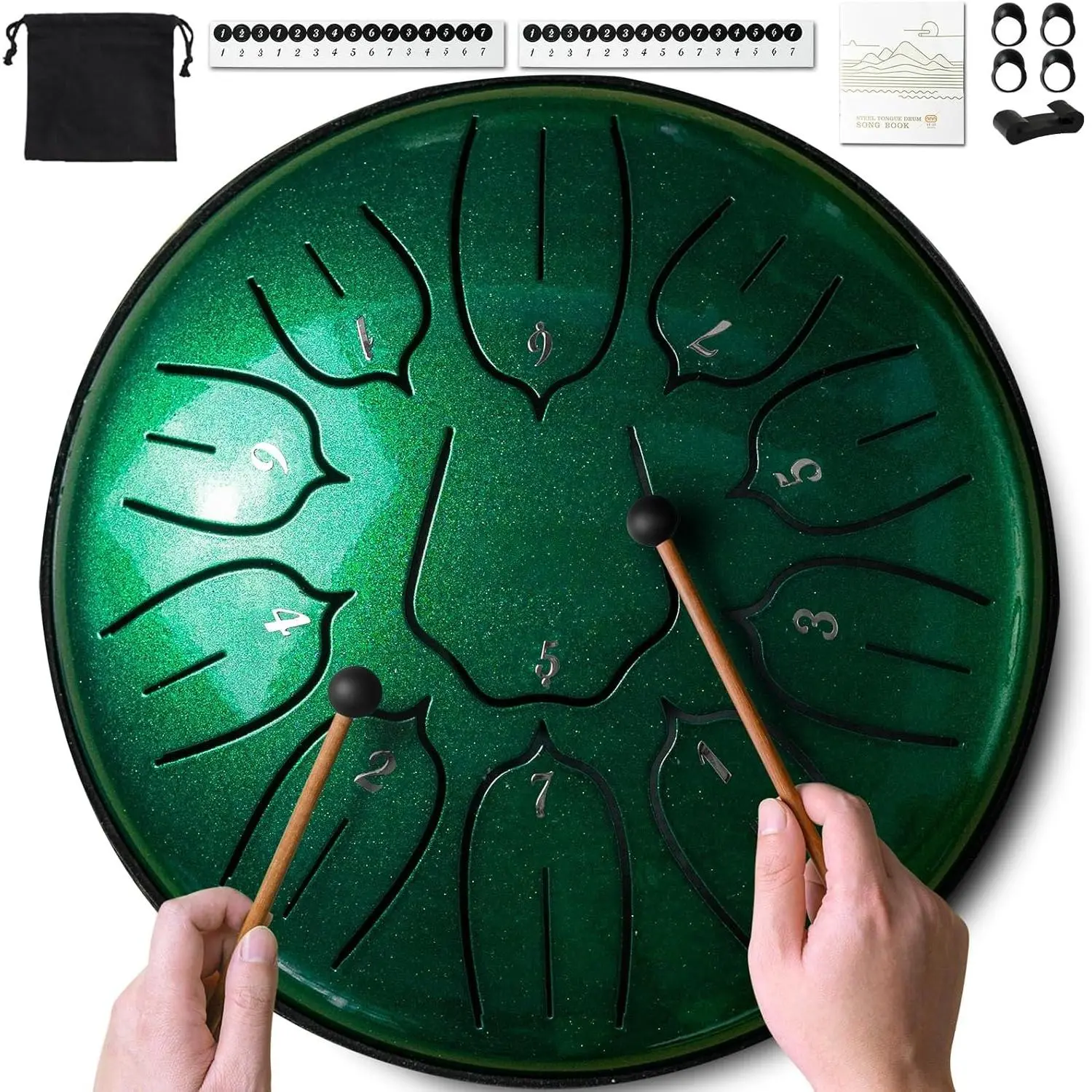 Rain Drum for Outside Garden, Steel Tongue Drum - 6 Inch 11 Notes Metal HandPan Drums, Rain Chime,Musical Gifts