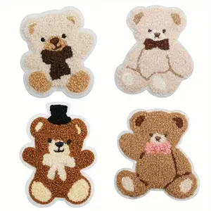 4pcs Fuzzy Bear Iron-On Patches, DIY Repair Patch for Clothes Towels Bags T-Shirts, Decorative Fabric Appliques