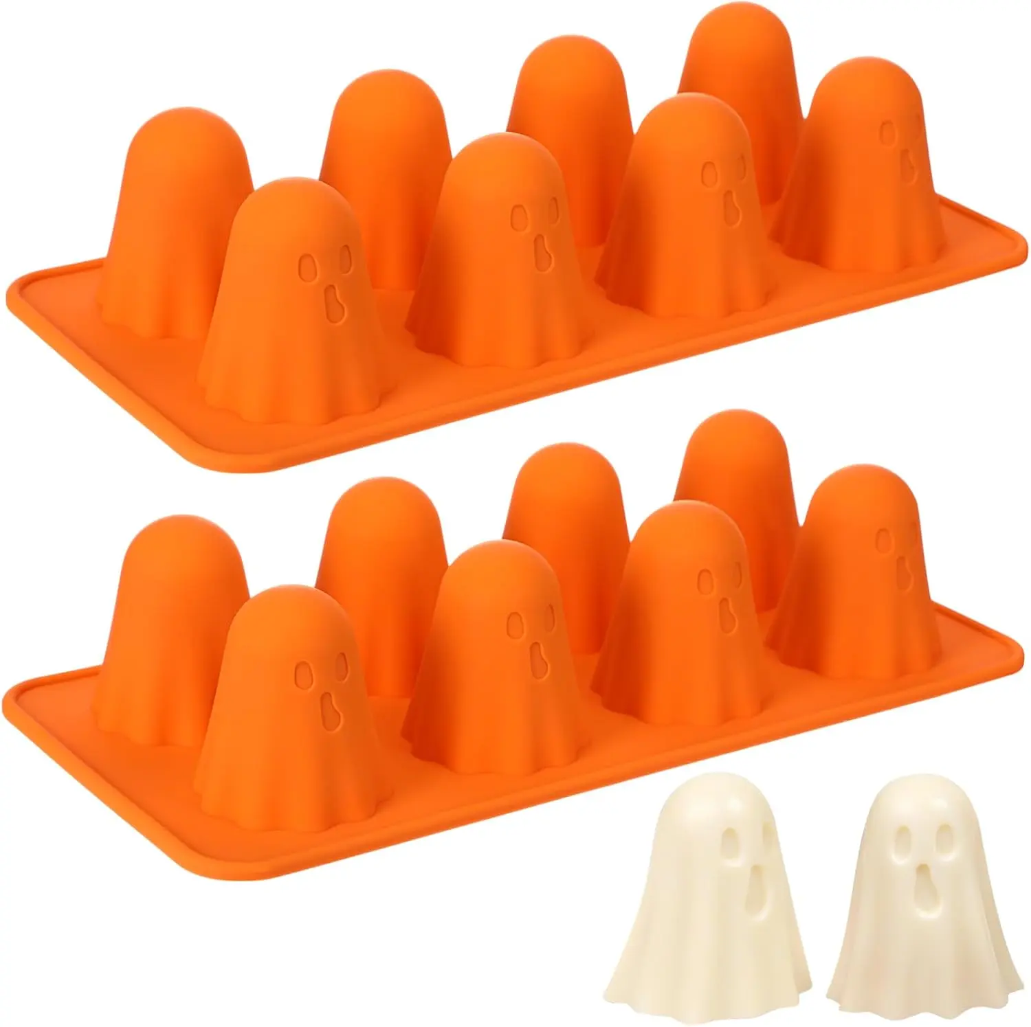 LemonRoad 2-Piece 3D Ghost Silicone Bakeware Molds - Non-Stick Silicone Molds for Cakes, Chocolate, Desserts, Birthday, Halloween Kitchenware
