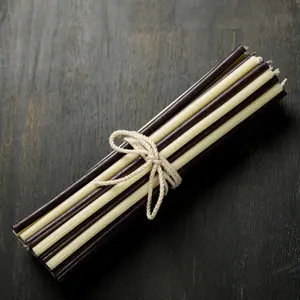 Black & White Beeswax Taper Candles 50 Pack 6.3" x 0.2" Thin  Meditation Candles Clean Burn