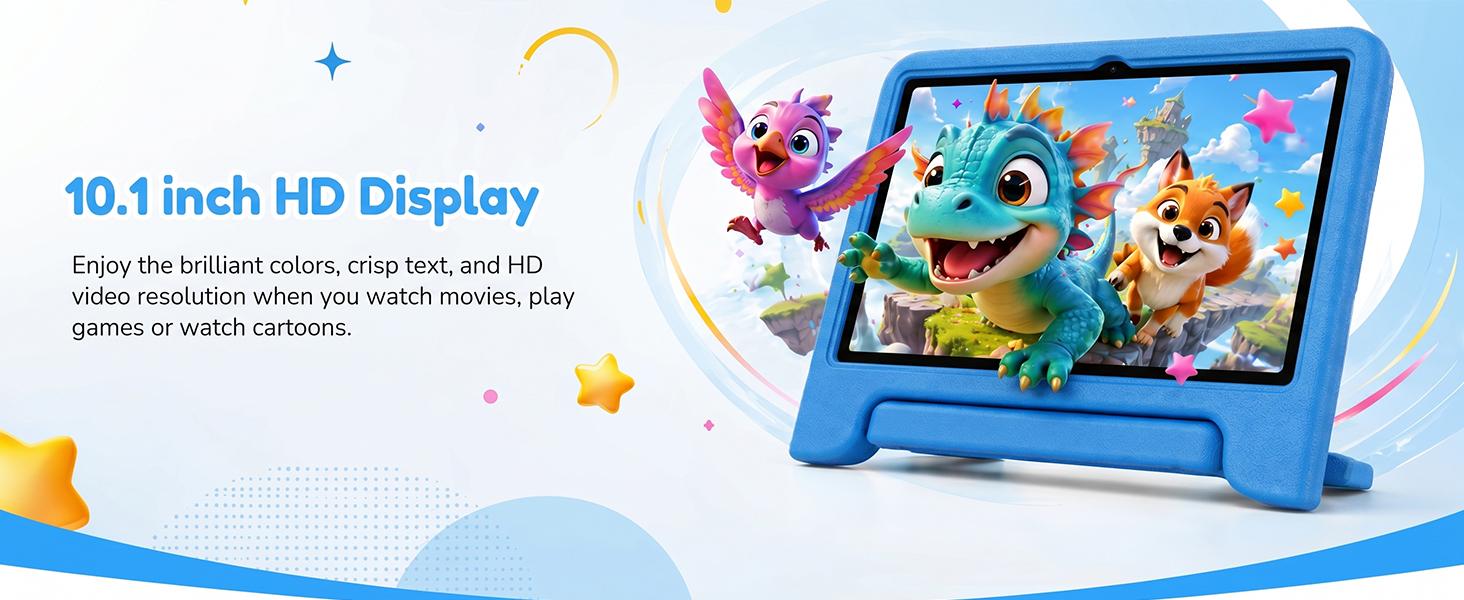【SummerTurnUp】JUNINKE 10 inch Kids Tablet, Android 15 Tablet for Kids with Shockproof Case, 64GB Storage, Quad-Core, Dual Camera, Parental Controls, 2.4G WiFi, Educational Tablet for Boys and Girls