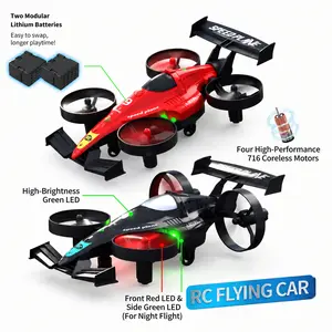 AERO-DRIFT 2-in-1 RC Car Drone with 360° Stunt Flip, Remote Control Drift Racing Car Transforms into Flying Airplane, Anti-Collision Rechargeable Easy to Fly RC Plane Gift for Kids Boys Men Beginners