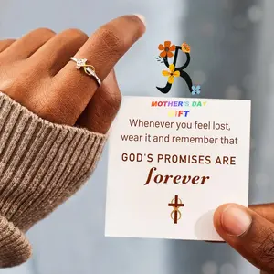 ORP Mother's Day Gift Promises Are Forever Infinity Cross Ring Inspirational Jewelry Engraved Faith CZ Cross Ring For Girls, Mom Love
