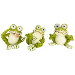 Santa's Workshop 5.5" Solar Resin Frogs, set of3 Santa's Workshop 5.5" Solar Resin Frogs, set of3