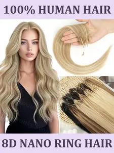 8D Glueless Human Hair Extensions 12inch-20inch Nano Ring Link Extensions 30g/pack Machine Remy Human Microlink Beads Natural Looking Hair for Women