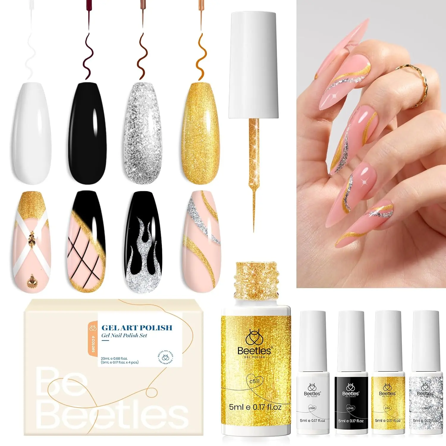 Gold Silver Black White