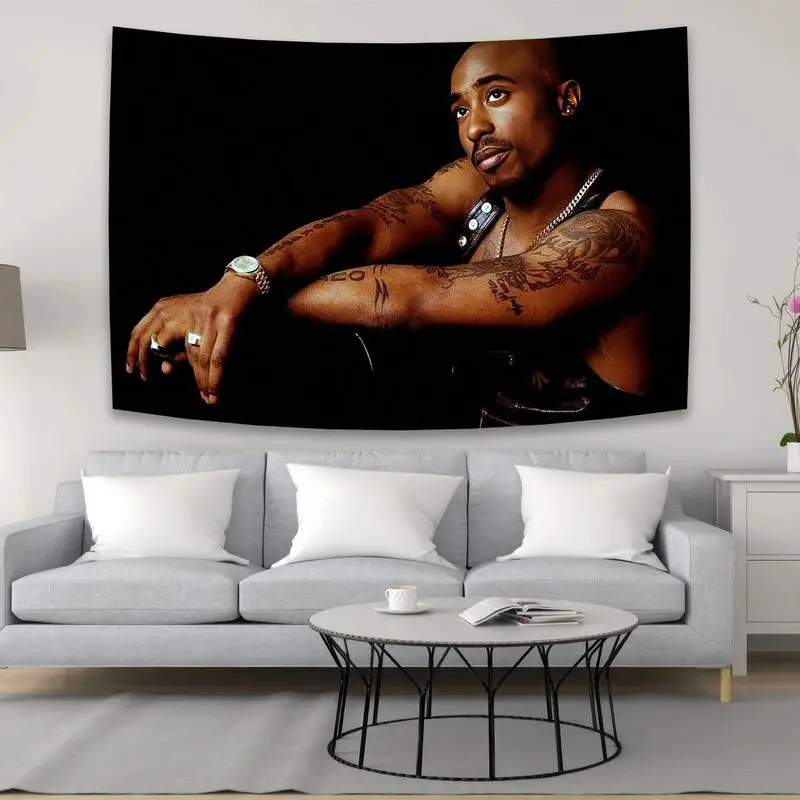 2pac American Rapper Cotton Trippy Tapestry, 30x40in/40x30in Anti-Pilling Hippie Aesthetic Decorative Wall Covering, Living Room & Dorm Room Art Home Decor for Teens