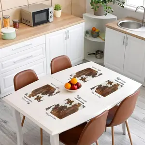 Cow Fur Placemats 12"x18",Cowhide Table Place Mats,Set of 4,Farmhouse Western Farm Animal Skin Beige Plaid Grid Party Table Mats Coasters Tableware