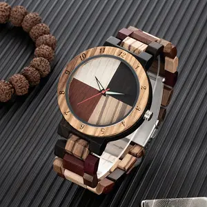 Multicolor Men's Full Wooden Panel Quartz Watch