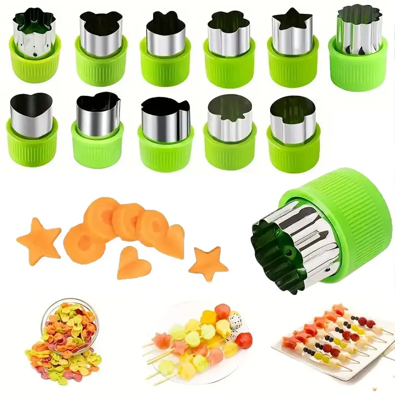 12pc Stainless Steel Vegetable & Fruit Pasta Mold Set, Food Grade Cookie Cutter Press Astry Embosser, Kids Baking Accessories, Bakeware, Baking Tools, Baking Essentials, Cookie Molds