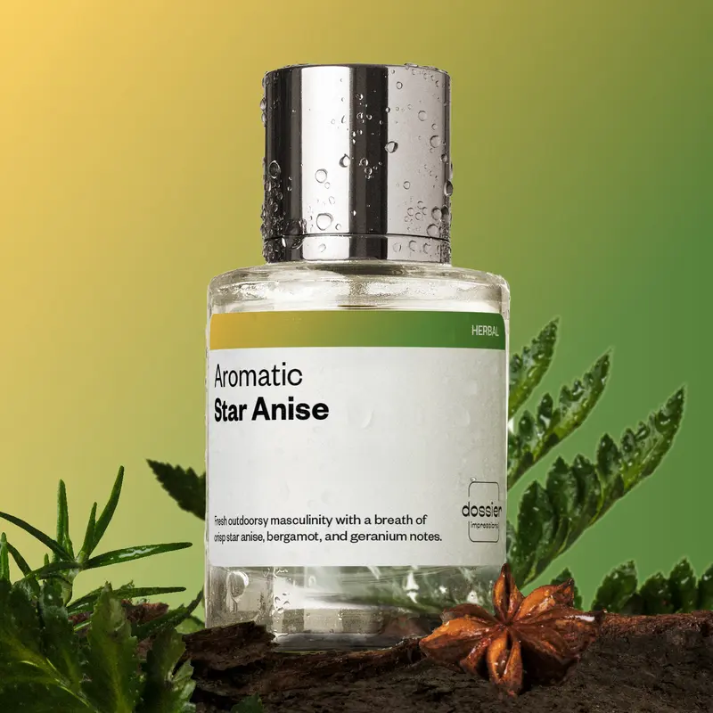 Aromatic Star Anise, Dossier, Men Perfume, Eau de Parfum, 50ml-100ml, Bergamot, Pepper, Star Anise, Lavender, Geranium, Patchouli, Amberwood, Vetiver
