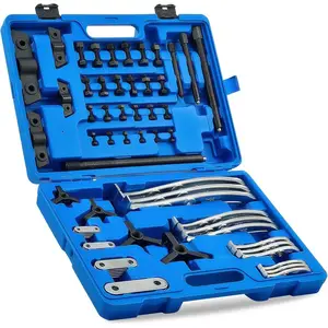 Motor Tech Gear Puller Set, 3" 4" 6" 8" Bearing Puller Kit, 24pc 2 Jaw & 3 Jaw Gear Puller with Reversible Jaws, Heavy Duty Pulley Puller Tool for Pulley Gear Bearing Flywheel Removal