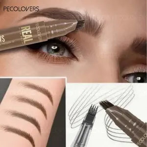 2PCS 4-Tip Eyebrow Pencil Set, 3D Wild Mult Split Tip Brow Pen, Waterproof & Sweatproof Microblading Pencil for Natural Hair-Like Finish, Travel Size, Eyebrow Makeup