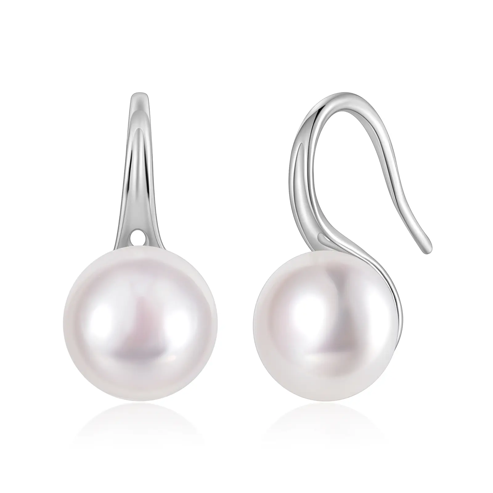 EAMTI Pearl Earrings for Women 925 Sterling Silver Freshwater Cultured Pearl Drop Earrings High Heels Dangle Hook Earrings