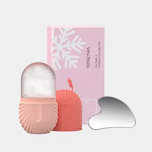 2pcs Ice Cube Roller Massager & Guasha Set for Face, Eyes, Neck, De-Puffing, Reduces Migraine Pain, Combined Massagers, Reusable Silicone Mold