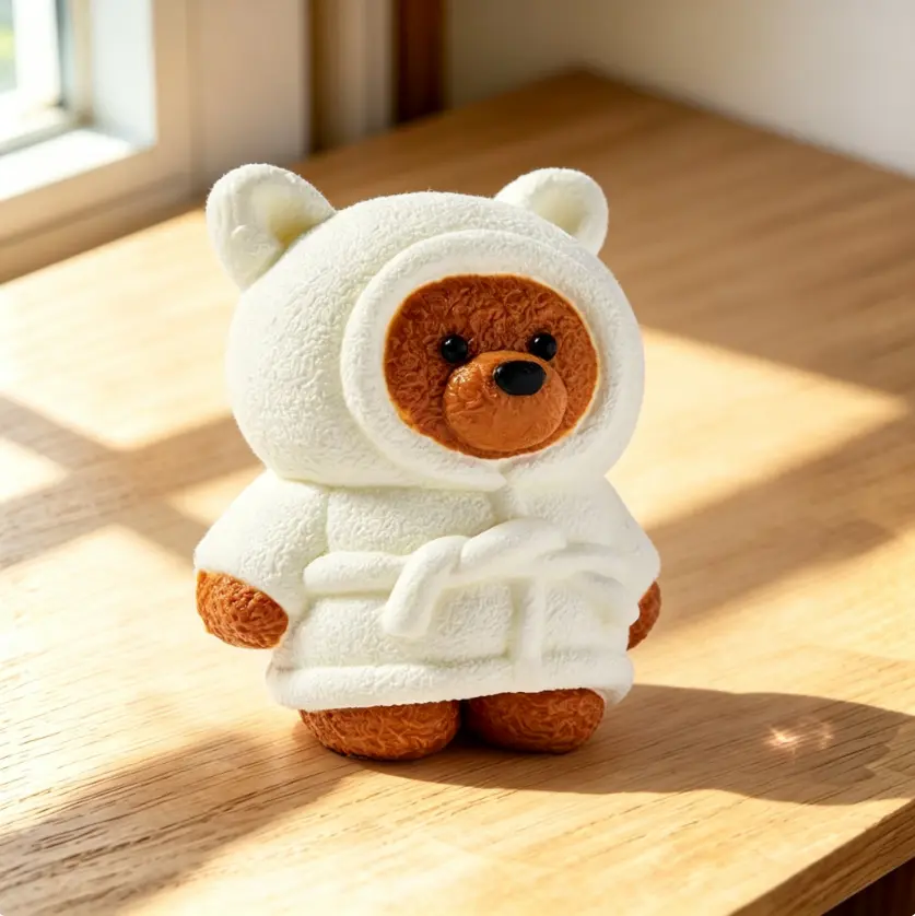 TABASQUISHY Back To School Cute Bear Handmade Taba Squishy Toy Set, Transparent Gradient Bear & Hoodie Hat Bear Slow Rising Squeeze Fidget Squishies, Kawaii Animal Stress Relief Sensory Toy,  Girls Collectible Gift