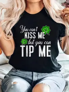 Funny St. Patrick's Day Bartender T-Shirt - "You Can't Kiss Me But You Can Tip Me" Black Shirt with White Text - Heavyweight 220GSM Cotton Tee for Waitresses, Servers, Irish Pub Parties - Funny St. Paddy's Day Gift for Men & Women, Funny Bartender Shirts,