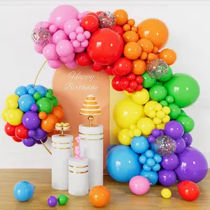 162-Piece Rainbow Balloon Kit with Multiple Sizes for Birthday and Party Decor