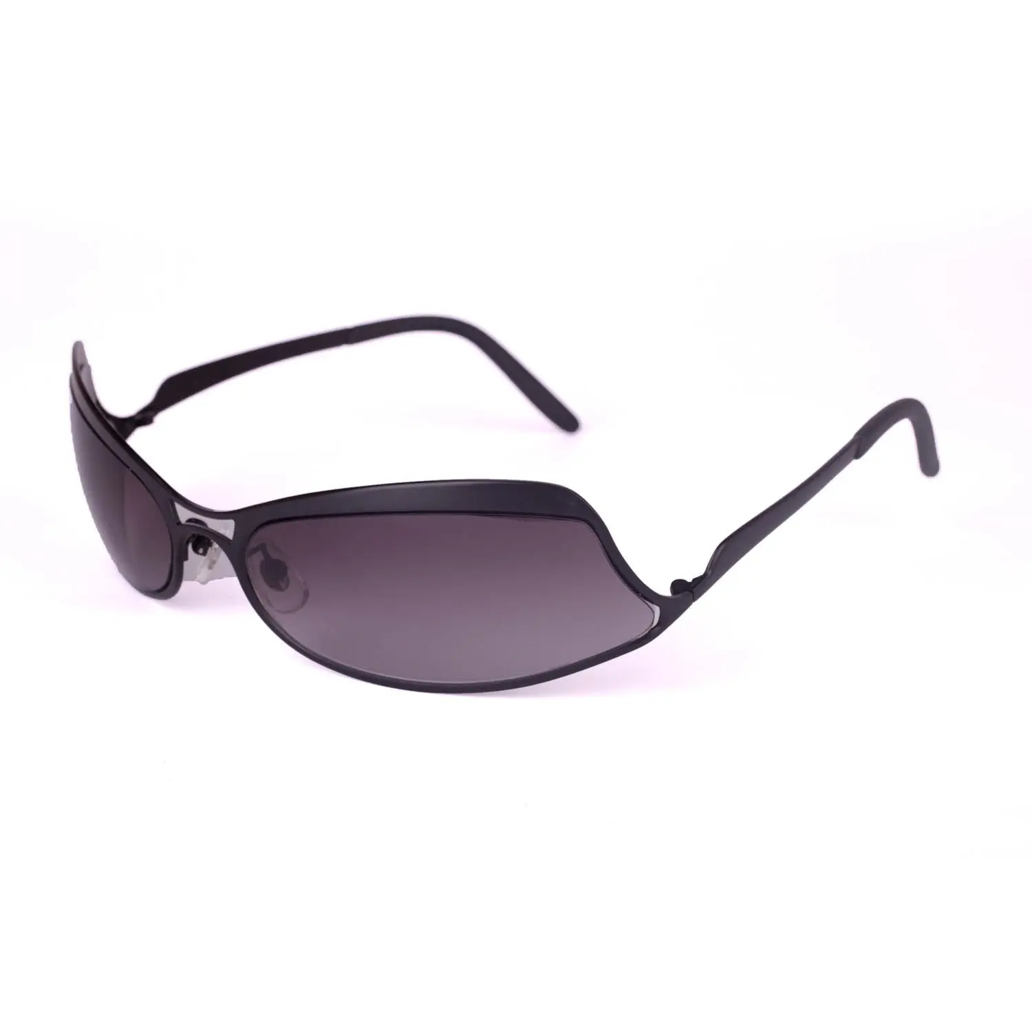 Walleva Black metal Semi-rimless metal shield sunglasses
