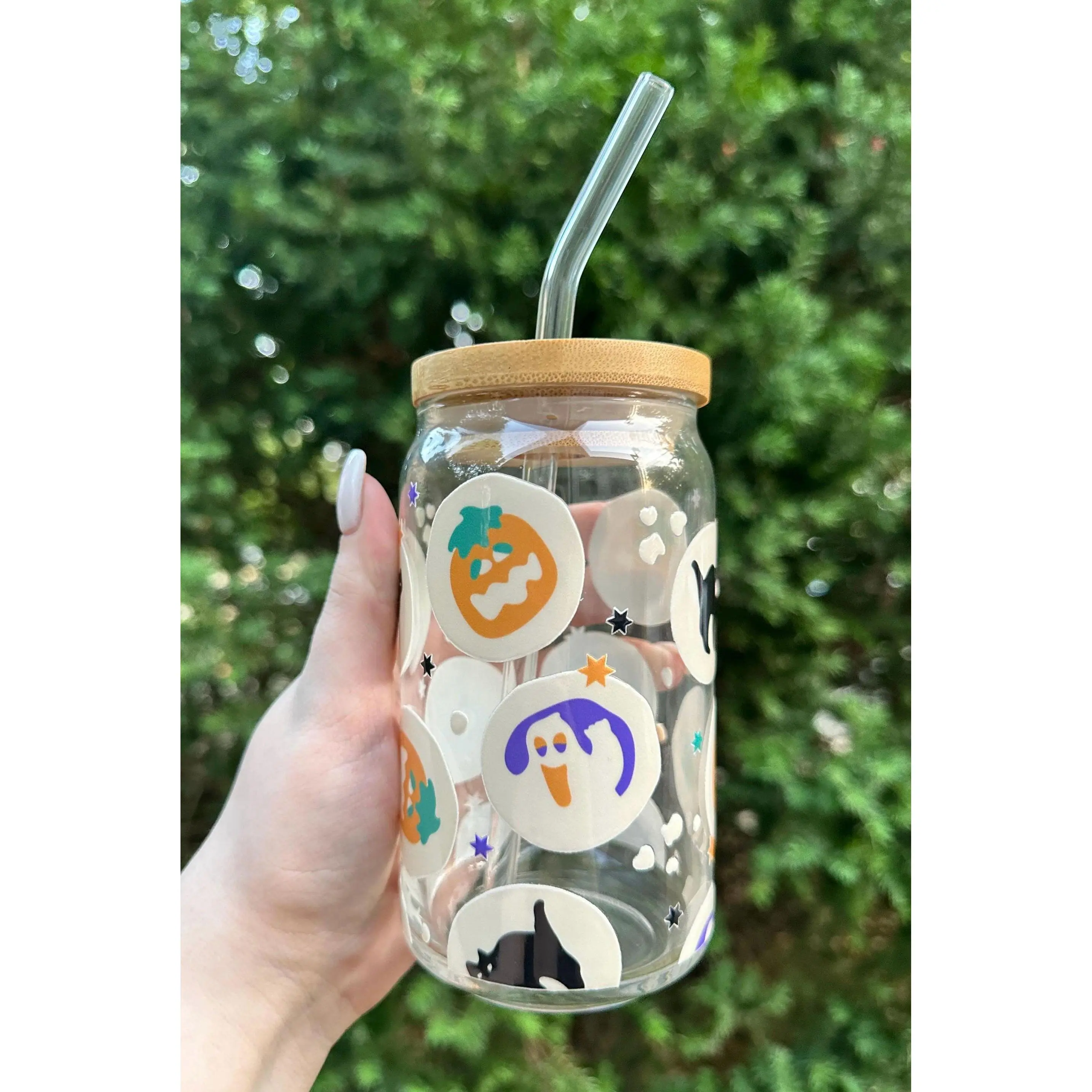 Halloween Cookie Cup, Glass Tumbler With Straw And Lid, Cute Cup, Beer Can, Iced Coffee Glass, Halloween Cup, Spooky Season, Boo Basket Gift