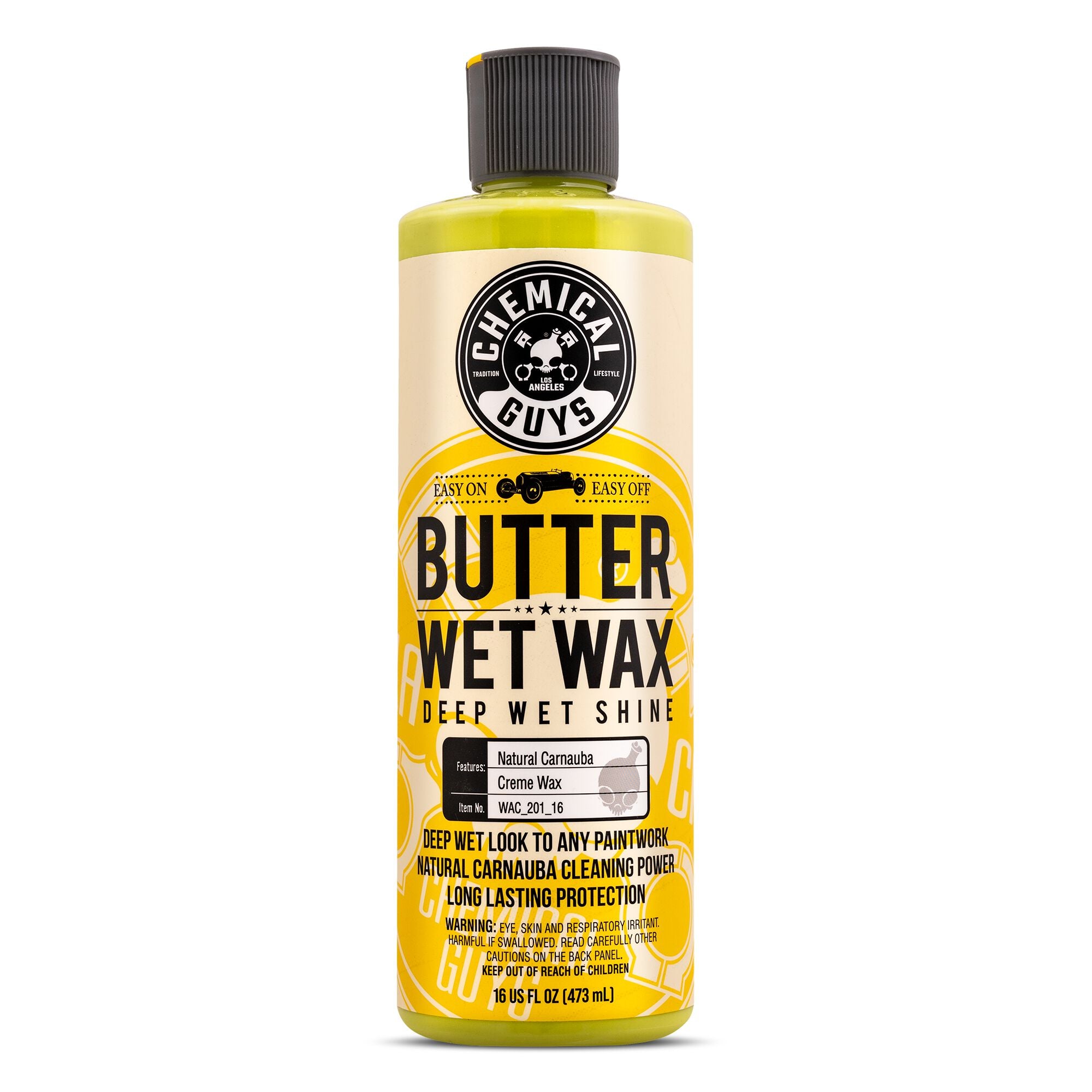 Chemical Guys Butter Wet Wax - Carnauba-Infused Liquid Car Detailing Wax, Easy-Apply Formula, Hydrophobic Properties, UV Blockers, Deep Gloss, Water Bead Effect, Warm Wet Look Finish for Paint, Chrome, Glass, Car Detailing Products