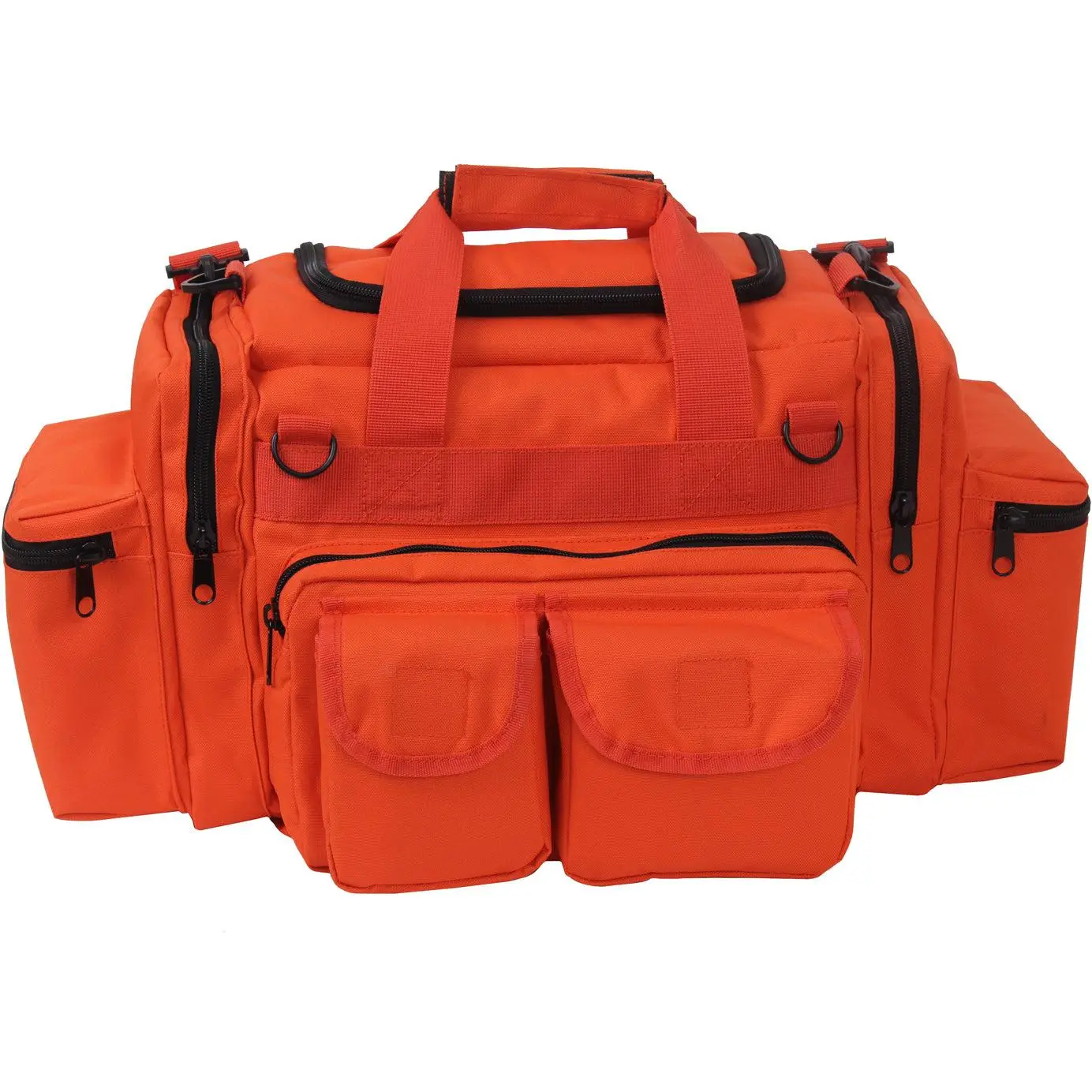 Orange EMT Emergency Supplies Bag with Pockets, Ample Storage, Padded Shoulder Strap, Reflective Strip - Durable Portable Kit for First Responders, Medical Use, Portable Emergency Kit