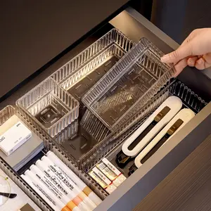 Acrylic Makeup Organizer Set, 3-Piece Drawer Cosmetic Storage Boxes, Multi-Size Divided Dressing Table & Desktop Organizers, Divided Compartments, Cosmetics Organizer Storage