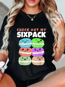 100% Cotton Check Out My Sixpack Macaron Macarons T-Shirt