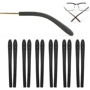 Temple Tips for Eyeglass Anti Slip Glasses Ear Grip Pieces Tube Sleeve Comfort Glasses Arm Replacement for Thin Metal Eyeglass 6Pairs,Black