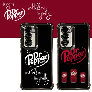 Dr Pepper Aesthetic Fun Accessory Pattern Electroplated TPU Casing For SAMSUNG GALAXY S22 S23 S24 S25 FE ULTRA PLUS EDGE Four Corners Anti-Fall Transparent Soft Silicone Gift Shockproof Protection Anti-Drop Protective Protector Phone Cases Shell Cover