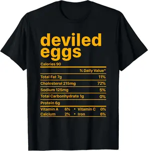 100% Cotton Deviled Eggs Nutrition Facts Funny Food Thanksgiving T-Shirt