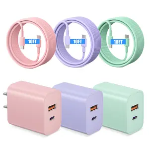 Compatible with iPhone 16/15 Charger Fast Charging, 20W USB C Wall Charger with 3Pack 10FT USB C to C Cable, Type C to Type C Fast Charger Compatible with Phone/Android/Phone/Samsumg/Pad