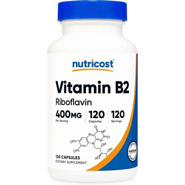 Nutricost Vitamin B2 (Riboflavin) 400mg Capsule Vitamins Supplements, 120 Count - Gluten-Free, Non-GMO, Bottled Vitamins Supplements