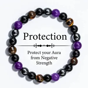 Unisex Boho-Chic Beaded Gemstones Bracelet - Natural Tiger Eye, Black Metallic Hematite, Black Onyx - All-Seasons Fashion Accessory for Aura Protection