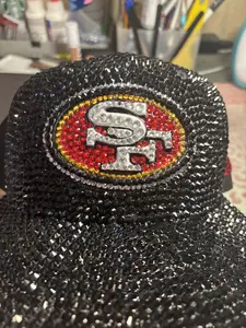 Blinged out black San Francisco niners adjustable hat