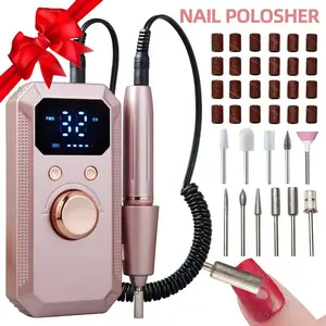 Wireless Electric Nail Drill, Professional Manicure Tool, Nail Care Tool, Multiple Grinding Heads, LED Display, 32-Speed Settings, Portable and Durable