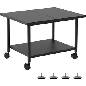 Printer Stand with Storage Under Desk Shelf Desktop Organizer Rolling Printer Cart Paper Files Holder for Desk Office Home Black