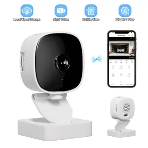 Smart Home Security Camera 2.4G WiFi Night Vision Indoor Remote Two-Way Audio Compact Design Local Cloud Storage 24/7 Live View