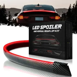 DIBMS Carbon Fiber Car Tail Light, LED Light Strip with Multiple Light Modes, Car Brake DRL Decoration Light, Turn Signal LED Car Tail Light,Carbon Fiber LED Light-Up Car Spoiler. Carbon Fiber LED Car Tail Light