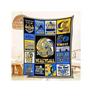Volleyball Flannel Throw Blanket - Inspirational Teens, & Fans - She Believed She Could So She Did Design - All-Season Use Home, Office, Travel & Camping - Blue, Varsity Themed Decor |   Durable Cozy Material