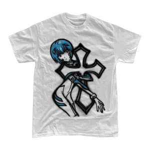 Rei Ayanami Evangelion Cross Tee Anime Y2k Graphic Unisex Cotton Crewneck T-Shirt Menswear Womenswear Streetwear Top Hoodie Printed Tshirt Wetsuit Casual Shortsleeve Tropical