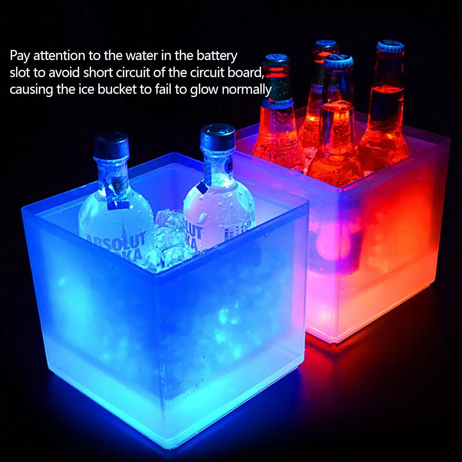 6-Color LED Light Ice Bucket, 3.5L Kitchenware Cooler Utensils for Champagne, Wine & Beer Storage, Home Bar Accessory for Outdoor Use,summerwins