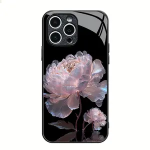 Pink Peony Lotus Pattern Magsafe Case - Magnetic Tempered Glass Protective for iPhone 12-17 Pro/Pro Max/17 Air