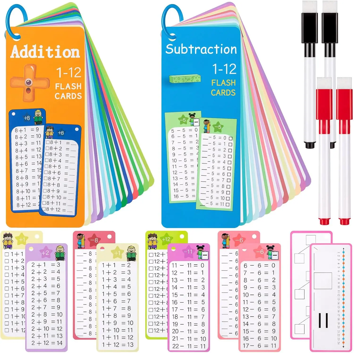 30 Pack Multiplication Division Flash Cards with 4 Dry Erase Pens 2 Binder Rings Math Learning Cards Times Tables Study Kit Homeschool Classroom Supplies Grade School Learning Tools campingessentials