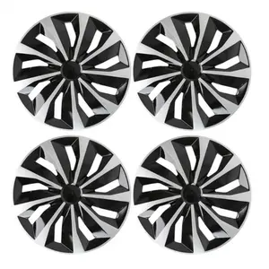 NKDR 16 Inch Wheel Hub Caps Set of 4, Black and Silver Wheel Covers for Steel Rims Only