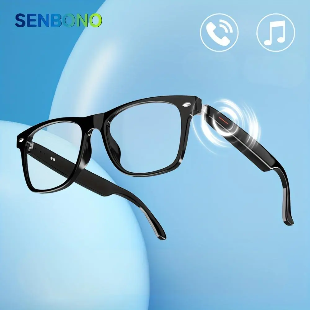 SENBONO Smart Glasses, Wireless Smartglasses Headphones, Wireless Headphone Anti-blue Light Glasses for Listening To Music & Calling, Smart Sports Glasses with Mic for Home & Daily Use, Smart Audio Glasses, Wearable Tech Glasses