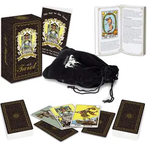 Tarot Cards Deck with Guide Book, Tarot Cards for Beginners, Tarot Cards Set 78 Pcs, Classic Tarot Cards Deck for Expert Readers with Black Velvet Pouch Bag