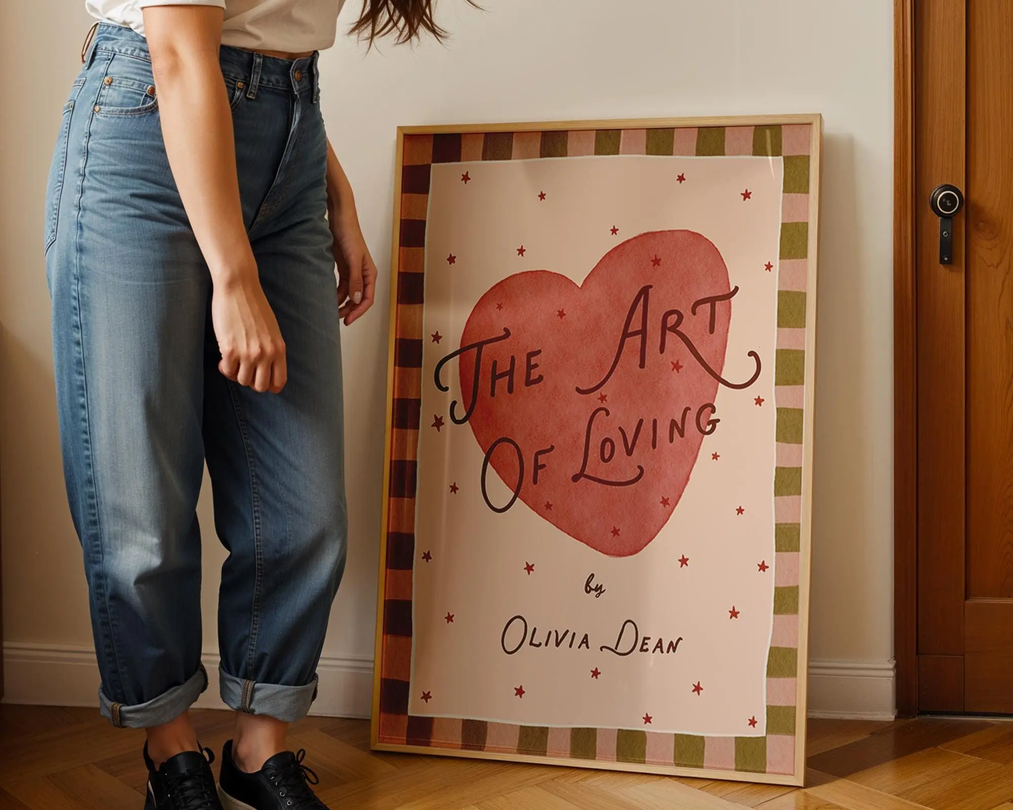 [SALE UP TO 40%] [Unframed] Olivia Dean Print -Song Lyrics Wall Art, Vintage Poster, Olive Striped Poster, The Art of Loving